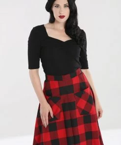 Hell Bunny Teen Spirit Mid Skirt In Red Winter