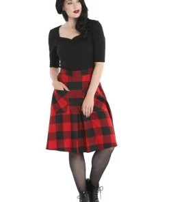 Hell Bunny Teen Spirit Mid Skirt In Red Winter
