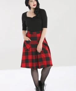 Hell Bunny Teen Spirit Mid Skirt In Red Winter