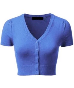 MAK Sweaters Cropped Cardigan With Short Sleeves In Viola