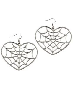 New Arrivals And Restocks Kreepsville 666 Large Web Heart Earrings