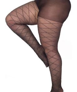 Winter Pamela Mann Hosiery Curvy Super-Stretch Tights In Black & Silver Argyle