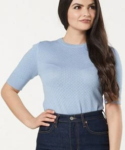 Timeless London Daisy Knit Top In Light Blue - I'm Eco-Friendly! 14 Timeless London Daisy Knit Top In Light Blue - I'm Eco-Friendly!