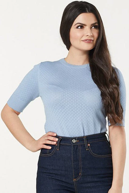 Timeless London Daisy Knit Top In Light Blue - I'm Eco-Friendly! 5 Timeless London Daisy Knit Top In Light Blue - I'm Eco-Friendly!