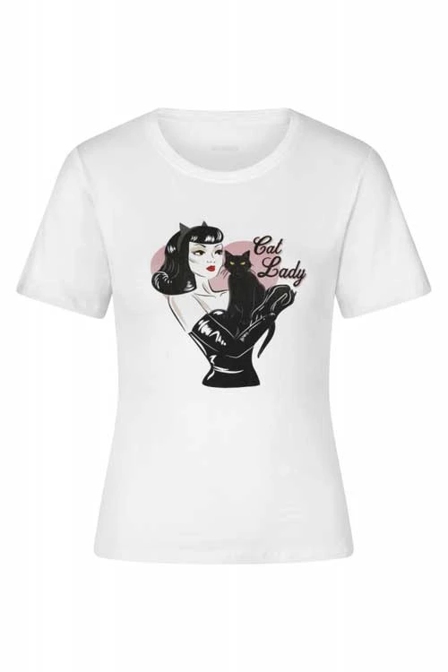 Clothing Collectif Cat Lady T-Shirt In White 1 Clothing Collectif Cat Lady T-Shirt In White