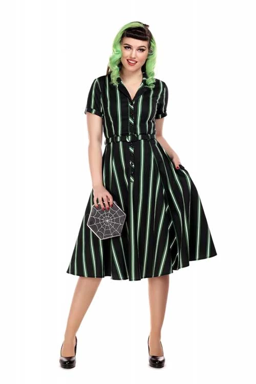 Clothing Collectif Caterina Swing Dress In Witch Stripes 1 Clothing Collectif Caterina Swing Dress In Witch Stripes