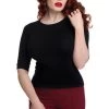 Collectif Chrissie Plain Knit Top In Black Winter