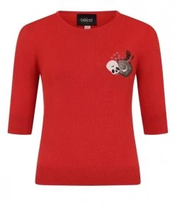 Winter Collectif Chrissie Witches Garden Knit Top In Red