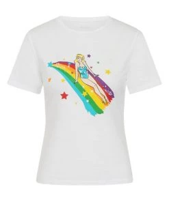 Collectif Rainbow Lady T-Shirt In White Clothing