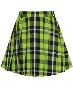 Collectif Daria Pleated Mini Skirt In Frogs Breath Tartan Winter