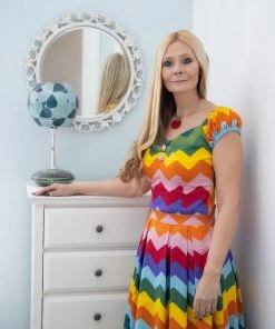 Collectif Dolores Top In Chevron Rainbow