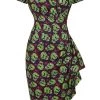 Lady Vintage Elsie Dress In Green Skull