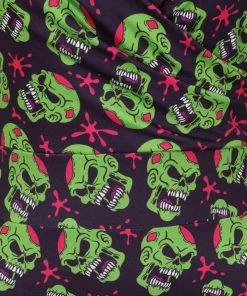 Lady Vintage Elsie Dress In Green Skull