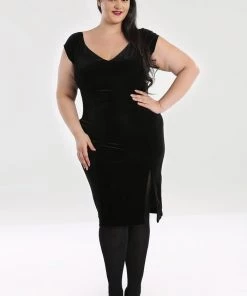 Winter Hell Bunny Film Noir Stretch Velvet Pencil Dress Red Carpet Glamour