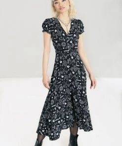 Hell Bunny Hello Goodbye Dress Maxi Ouija Halloween Print Winter