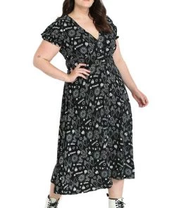 Hell Bunny Hello Goodbye Dress Maxi Ouija Halloween Print Winter