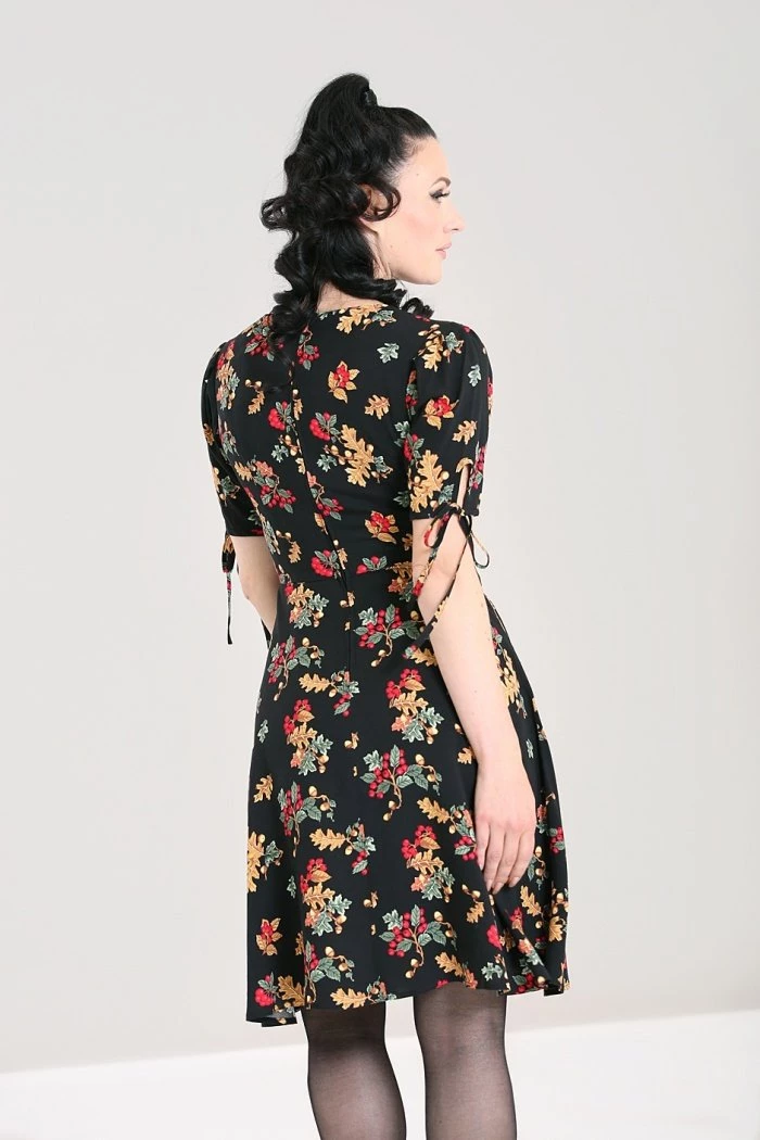 Clothing Hell Bunny Aurelia Mid Dress Autumn Fall Acorn Print 5 Clothing Hell Bunny Aurelia Mid Dress Autumn Fall Acorn Print