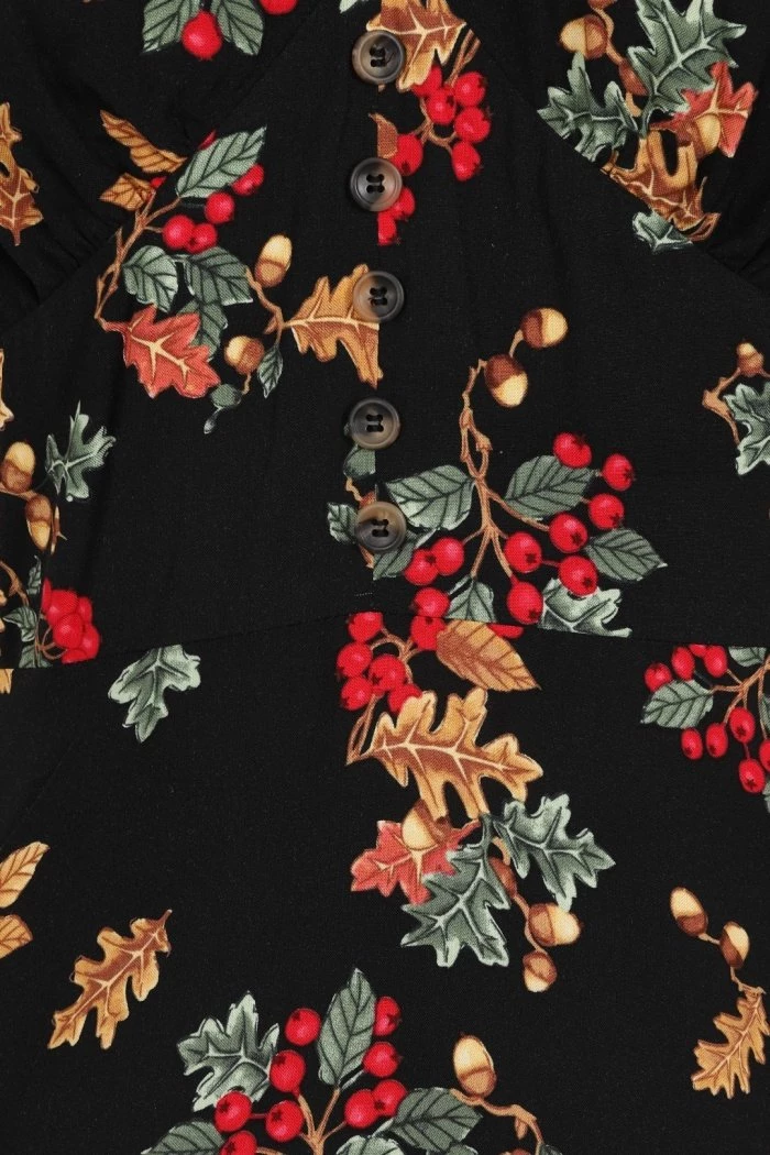 Clothing Hell Bunny Aurelia Mid Dress Autumn Fall Acorn Print 7 Clothing Hell Bunny Aurelia Mid Dress Autumn Fall Acorn Print