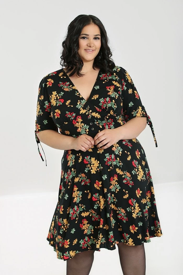 Clothing Hell Bunny Aurelia Mid Dress Autumn Fall Acorn Print 11 Clothing Hell Bunny Aurelia Mid Dress Autumn Fall Acorn Print