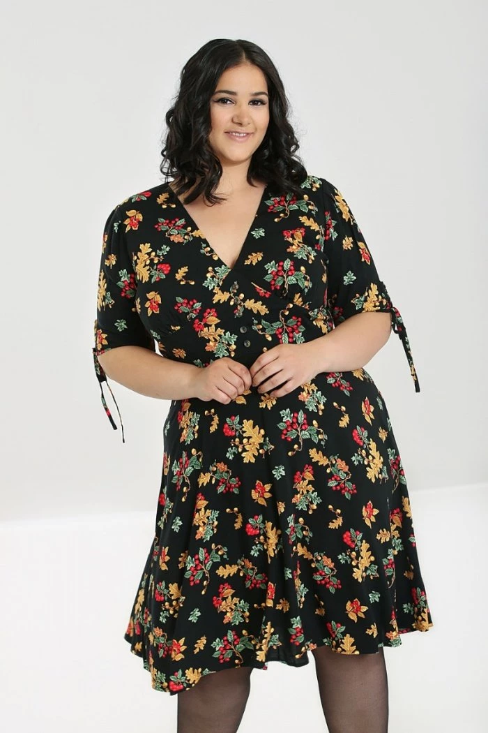 Clothing Hell Bunny Aurelia Mid Dress Autumn Fall Acorn Print 10 Clothing Hell Bunny Aurelia Mid Dress Autumn Fall Acorn Print