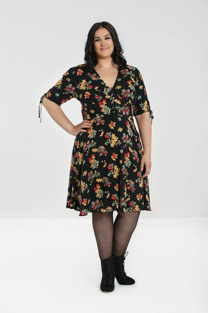 Clothing Hell Bunny Aurelia Mid Dress Autumn Fall Acorn Print 13 Clothing Hell Bunny Aurelia Mid Dress Autumn Fall Acorn Print