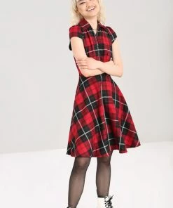Winter Hell Bunny Brody Mid Dress Red Tartan