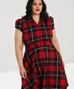 Winter Hell Bunny Brody Mid Dress Red Tartan 18 Winter Hell Bunny Brody Mid Dress Red Tartan