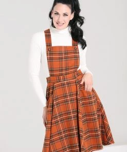 Hell Bunny Tawny Pinafore Dress Rich Brown Tartan 19 Hell Bunny Tawny Pinafore Dress Rich Brown Tartan