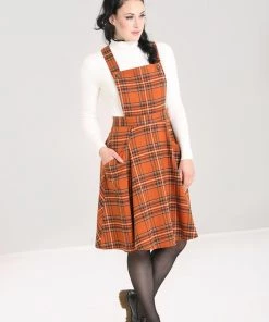Hell Bunny Tawny Pinafore Dress Rich Brown Tartan 21 Hell Bunny Tawny Pinafore Dress Rich Brown Tartan