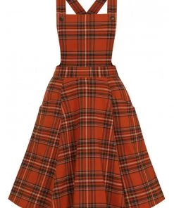 Hell Bunny Tawny Pinafore Dress Rich Brown Tartan 23 Hell Bunny Tawny Pinafore Dress Rich Brown Tartan