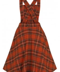 Hell Bunny Tawny Pinafore Dress Rich Brown Tartan 25 Hell Bunny Tawny Pinafore Dress Rich Brown Tartan