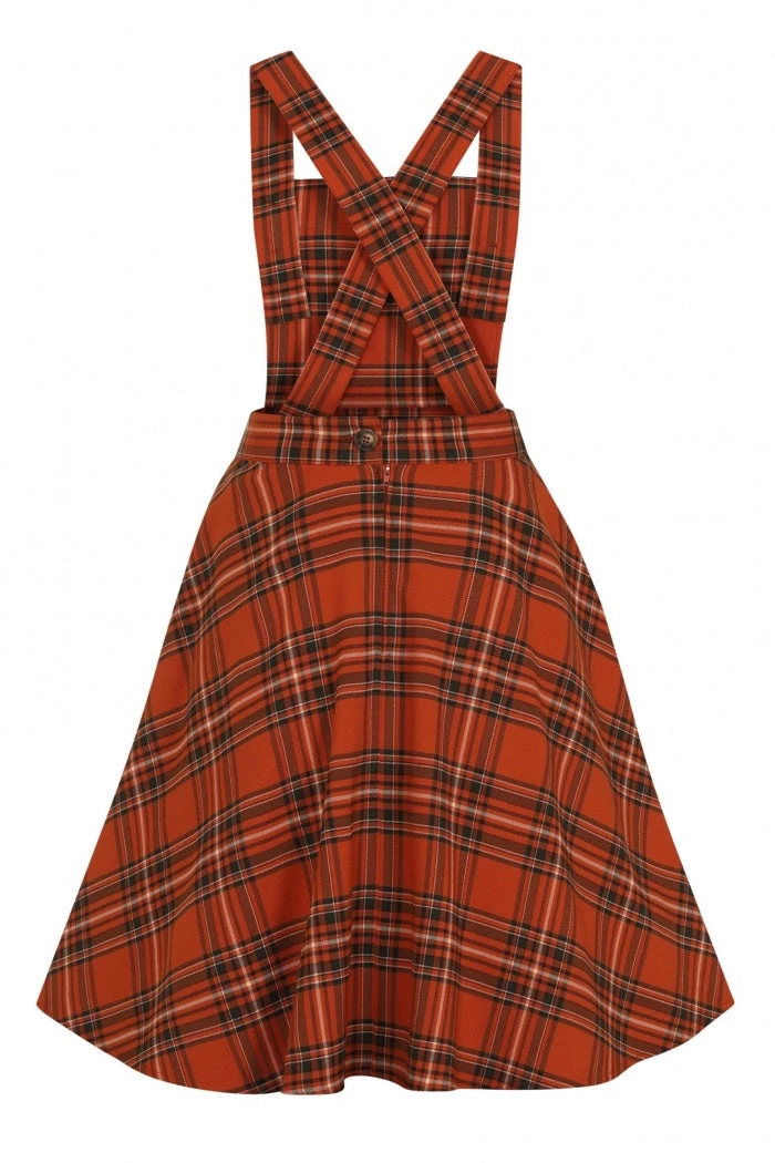 Hell Bunny Tawny Pinafore Dress Rich Brown Tartan 12 Hell Bunny Tawny Pinafore Dress Rich Brown Tartan