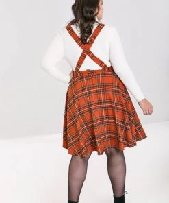 Hell Bunny Tawny Pinafore Dress Rich Brown Tartan 18 Hell Bunny Tawny Pinafore Dress Rich Brown Tartan