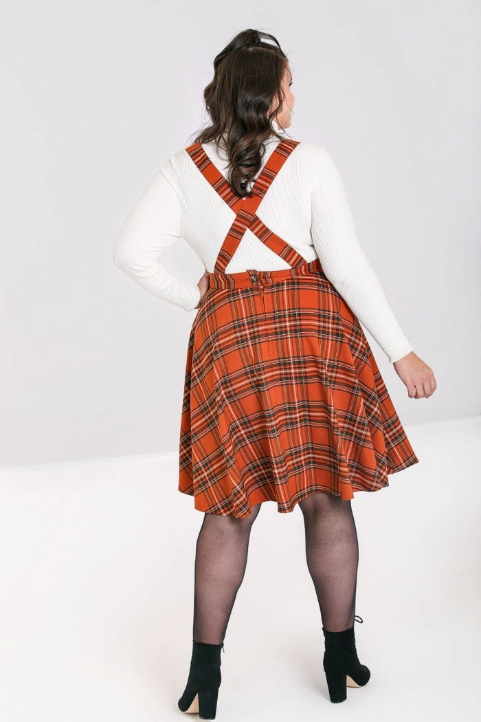 Hell Bunny Tawny Pinafore Dress Rich Brown Tartan 5 Hell Bunny Tawny Pinafore Dress Rich Brown Tartan
