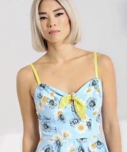 New Arrivals And Restocks Hell Bunny Daisy Mid Dress Floral Light Blue