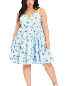 New Arrivals And Restocks Hell Bunny Daisy Mid Dress Floral Light Blue