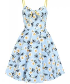 New Arrivals And Restocks Hell Bunny Daisy Mid Dress Floral Light Blue