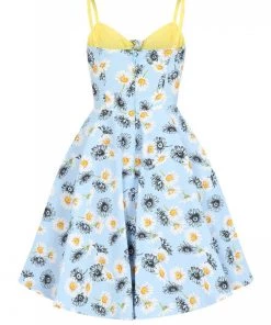 New Arrivals And Restocks Hell Bunny Daisy Mid Dress Floral Light Blue