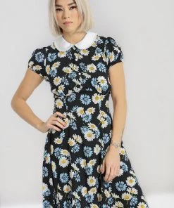 Hell Bunny Daisy Mini Dress Floral Black With Detailed Collar New Arrivals And Restocks