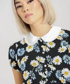 Hell Bunny Daisy Mini Dress Floral Black With Detailed Collar New Arrivals And Restocks