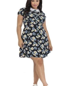 Hell Bunny Daisy Mini Dress Floral Black With Detailed Collar New Arrivals And Restocks