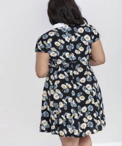 Hell Bunny Daisy Mini Dress Floral Black With Detailed Collar New Arrivals And Restocks