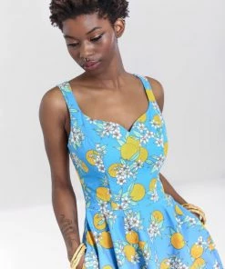 Hell Bunny Valencia 50's Dress Orange Print On Blue 19 Hell Bunny Valencia 50's Dress Orange Print On Blue