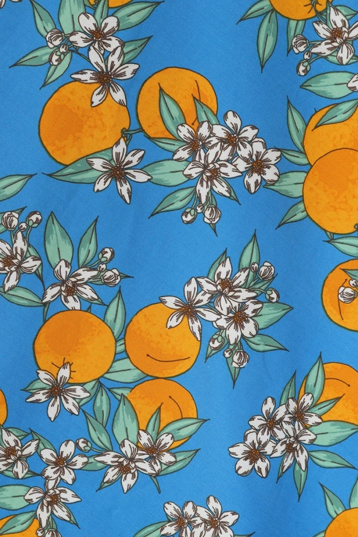 Hell Bunny Valencia 50's Dress Orange Print On Blue 12 Hell Bunny Valencia 50's Dress Orange Print On Blue