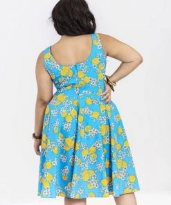 Hell Bunny Valencia 50's Dress Orange Print On Blue 17 Hell Bunny Valencia 50's Dress Orange Print On Blue