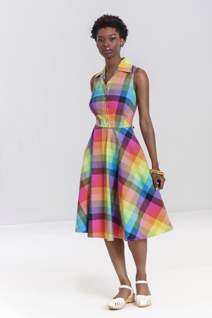 New Arrivals And Restocks Hell Bunny Lucia 50's Dress Sleeveless Rainbow Check Tartan 3 New Arrivals And Restocks Hell Bunny Lucia 50's Dress Sleeveless Rainbow Check Tartan