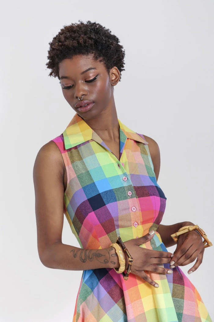 New Arrivals And Restocks Hell Bunny Lucia 50's Dress Sleeveless Rainbow Check Tartan 4 New Arrivals And Restocks Hell Bunny Lucia 50's Dress Sleeveless Rainbow Check Tartan
