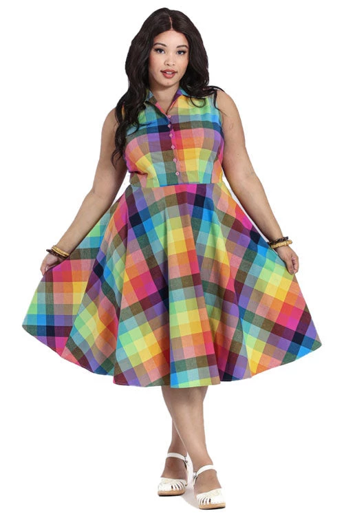 New Arrivals And Restocks Hell Bunny Lucia 50's Dress Sleeveless Rainbow Check Tartan 1 New Arrivals And Restocks Hell Bunny Lucia 50's Dress Sleeveless Rainbow Check Tartan