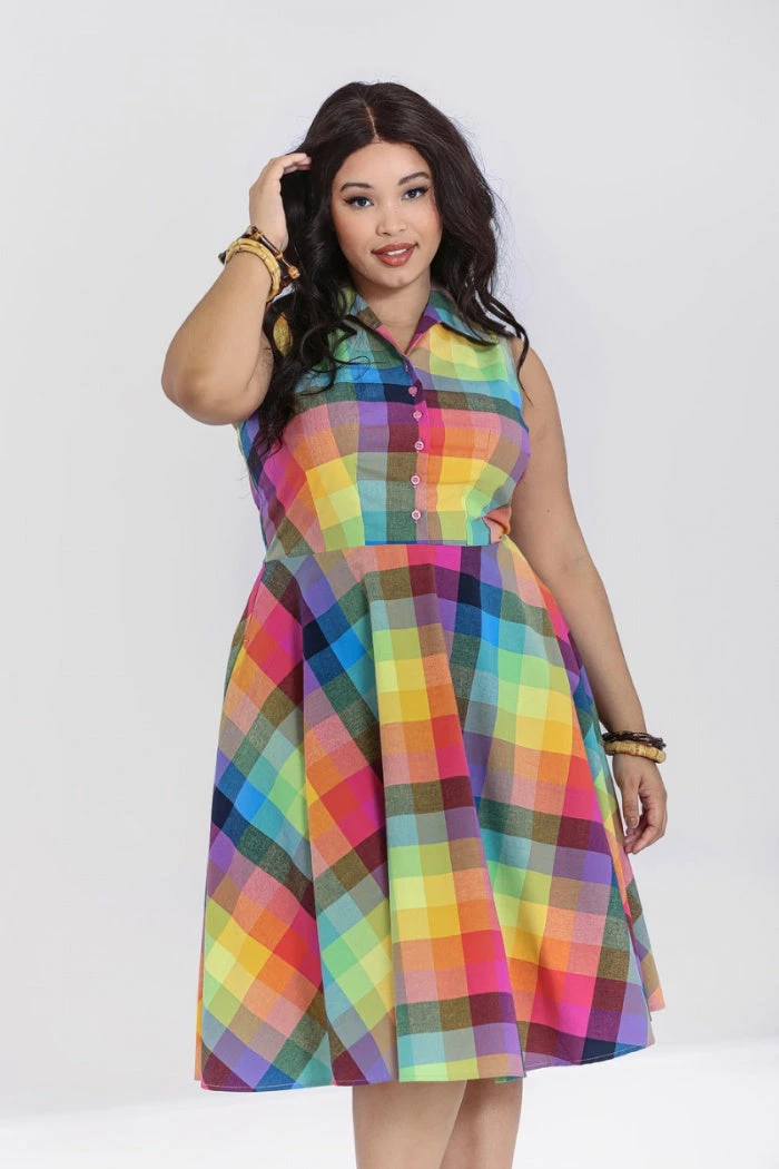 New Arrivals And Restocks Hell Bunny Lucia 50's Dress Sleeveless Rainbow Check Tartan 7 New Arrivals And Restocks Hell Bunny Lucia 50's Dress Sleeveless Rainbow Check Tartan