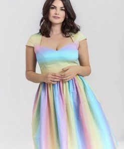 Hell Bunny Halo 50's Dress Pastel Rainbow New Arrivals And Restocks